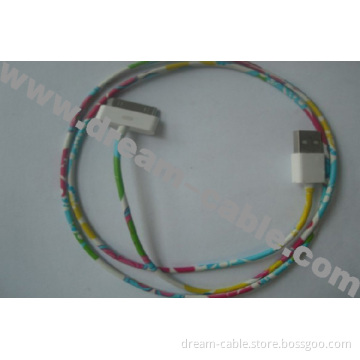 Water Transfer Printed Dock USB Cable for iPhone 4S/4